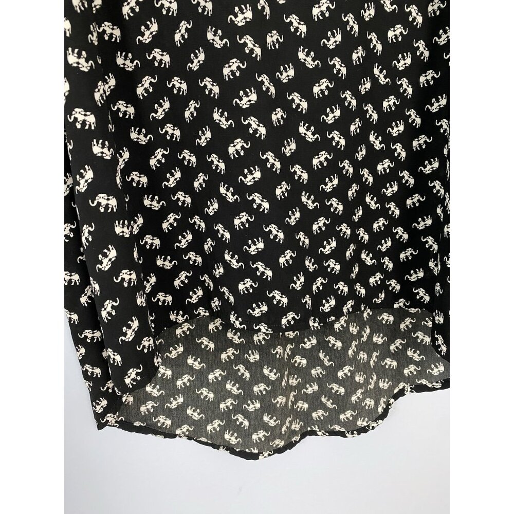 Pleione Womens Size Small Black/White Elephant Print Tank Top Scoop Neck USA - Picture 3 of 8